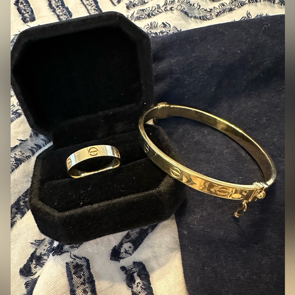 18k real gold ring and bracelet